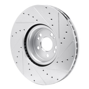Mercedes-Benz GLE350 Brake Rotor (1) - Front Left - R1 Concepts - Drilled & Slotted - Silver - `20-`26